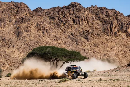 300 BACIUSKA Rokas (ltu), VIDAL MONTIJANO Oriol (spa), Can-Am Factory Racing Team, Can-Am Maverick XRS Turbo, Motul, FIA Challenger, FIA W2RC, action during the Stage 10 of the Dakar 2024 on January 17, 2024 around Al Ula, Saudi Arabia. PHOTO CREDIT: A.S.O./Frederic Le Floc'h/DPPI